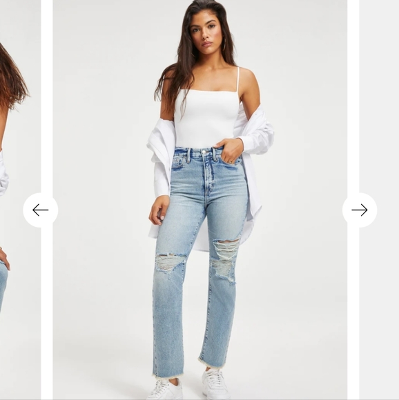 Good American Good Boy distressed light wash Indigo117 2 26 NWT boyfriend - Picture 3 of 15